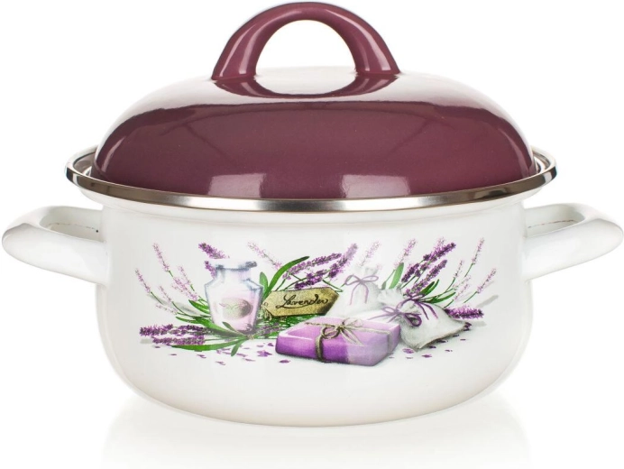 Enamel Pot Lavender 18 cm with Lid 1.4 l