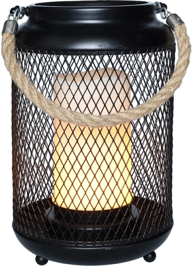Solight metalen lantaarn met LED-kaars, warm wit, zwart, 20 cm