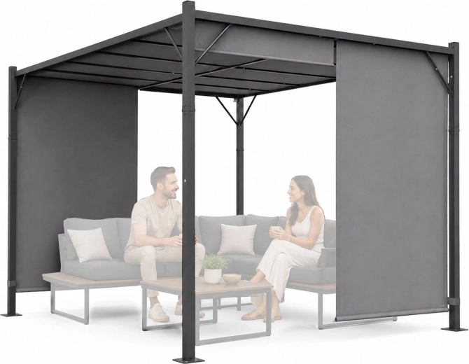 Pergola de jardin MultiGarden 3 × 4 m avec toiture réglable, grise