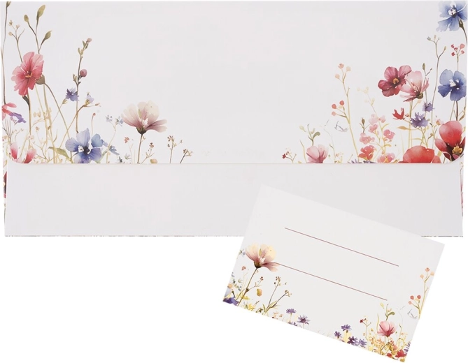 Envelop met bloemenmotief en ingevoegde kaart