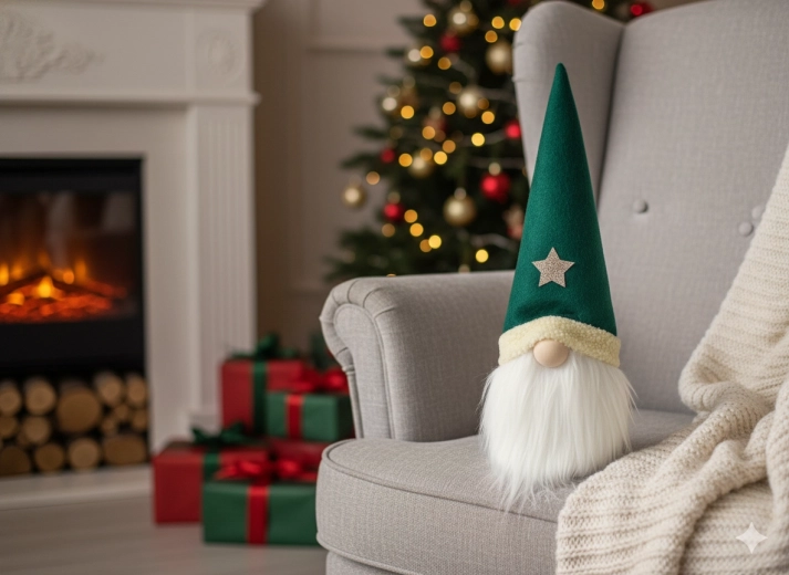 Kerstkabouter met groene muts 38 cm