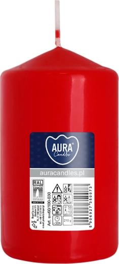 Red cylindrical candle 5.8 × 10 cm