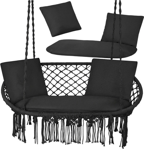 Coussins pour fauteuil suspendu double type nid de cigogne GARDLOV – noir
