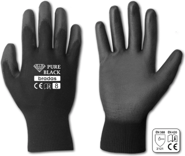 Gants de protection Pure Black PU, taille 8 (M)