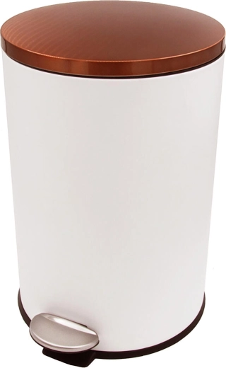 Pedaalemmer 20 l rond wit met koperen deksel