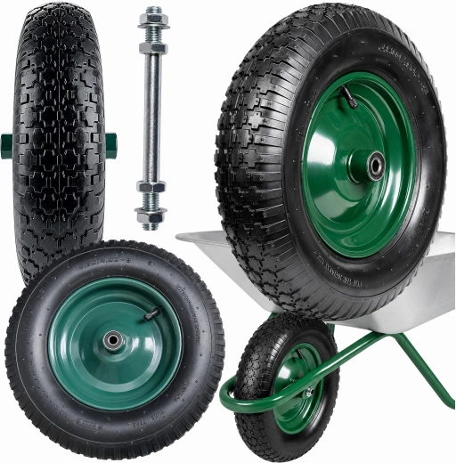 Replacement wheel for wheelbarrow 4.80/4.00-8 (2PR) with inner tube and axle - 1 piece