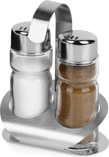 Salière et poivrière avec support, ensemble 3 pièces ORION