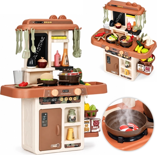 Cuisine pour enfants avec sons, éclairage LED, vapeur et 55 accessoires