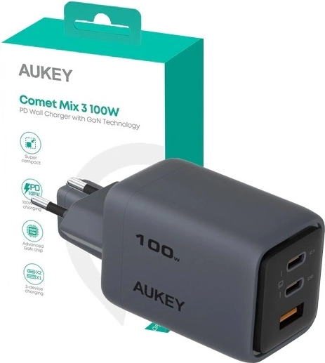 Aukey Fast Charger Comet Mix 3 with 3 Ports 100W