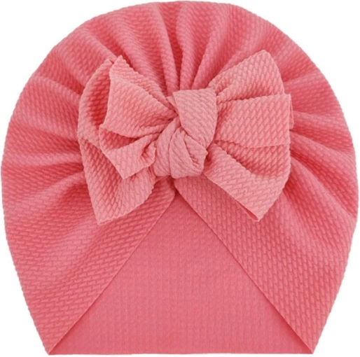 Kinder-Turban mit Schleife, Mädchenhut – rosa
