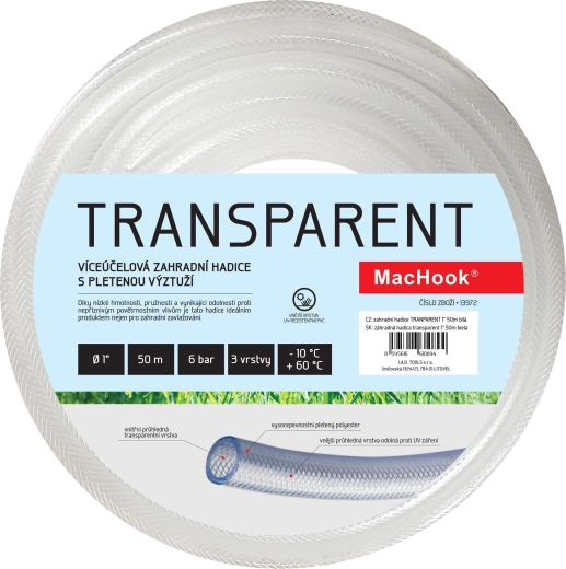 Tuyau de jardin transparent 1″, 50 m, blanc