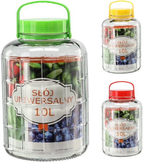 Bocal en verre 10 l avec couvercle en plastique