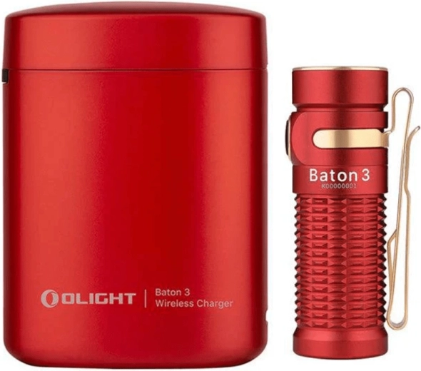 Olight Baton 3 Premium Edition lampe rouge en édition limitée avec étui de charge