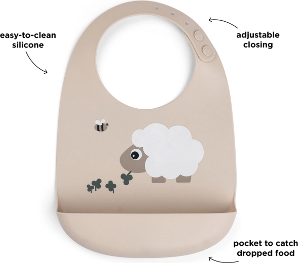 Done by Deer siliconen slabbetje Sheepy zandkleurig
