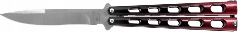 Opvouwbaar vlindermes 9 cm zwart-rood aluminium JOKER