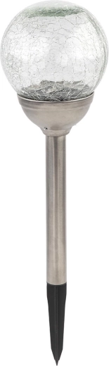 Zonnelamp voor de tuin bol 12 cm, roestvrij staal en glas, 2 LED