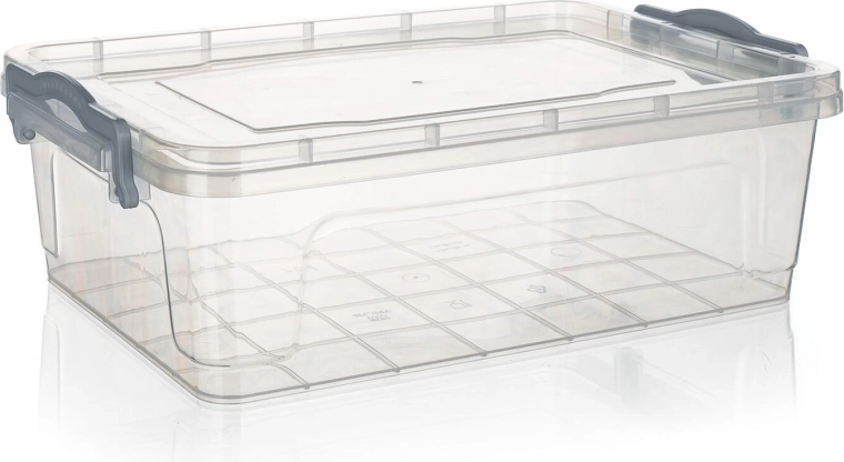 Opbergbox Gema 7 l met deksel en clips, transparant