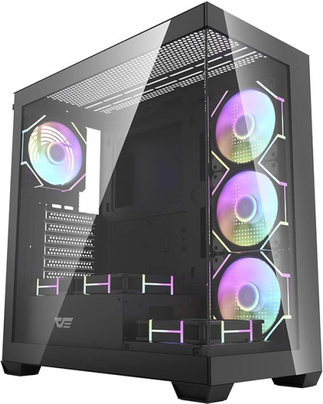 Computerbehuizing Darkflash DS900, zwart, met 7 ARGB-ventilatoren