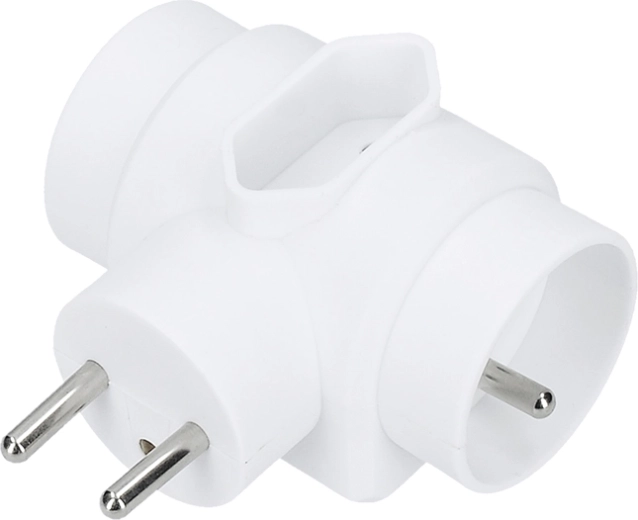 Solight stekkerdoosadapter voor in het stopcontact 1× 2,5 A + 2× 10 A, wit - 1 stuk