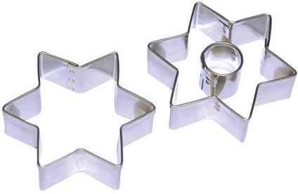Stainless steel cookie cutter star 6 cm with center, 2-piece set