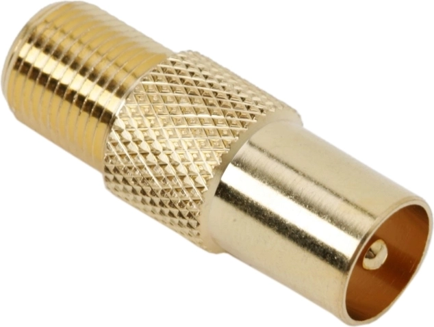 Gold-plated F socket to TV coaxial plug adapter