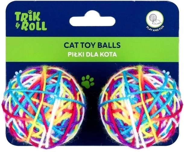 Cat balls made of rubber and yarn 6 cm - 2 pieces