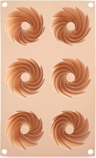 Siliconen bakvorm voor muffins en mini tulbandjes met schoorsteentje, beige 28 × 17 × 3 cm