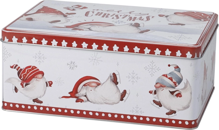 Christmas tin storage boxes with elves - set of 3 pcs