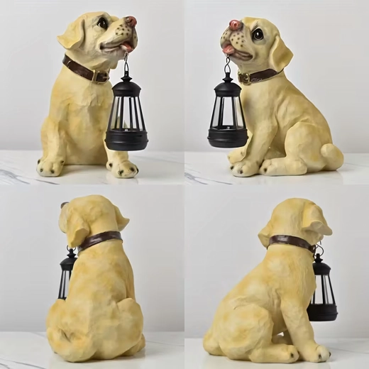 Zonnelamp voor de tuin – decoratieve hond met LED-lantaarn