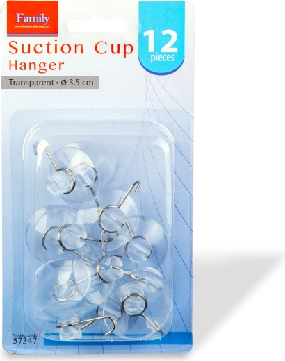 Transparenter Haken mit Saugnapf, 3,5 cm, 12er-Set