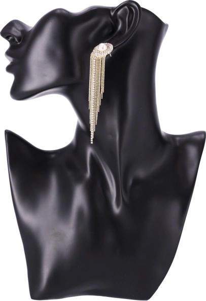 Lange oorbellen met hangende kristallen - goud