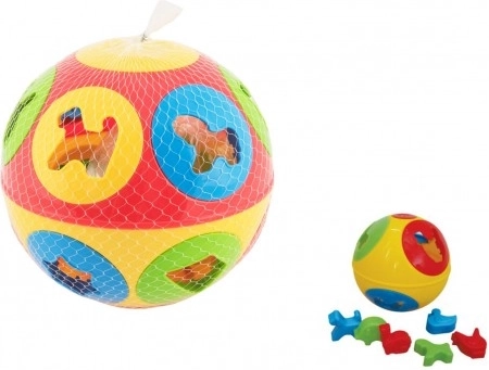 Plastic shape sorter ball 13 cm, 2 colors