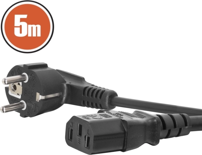 5 m Black Mains Power Cable for Computer