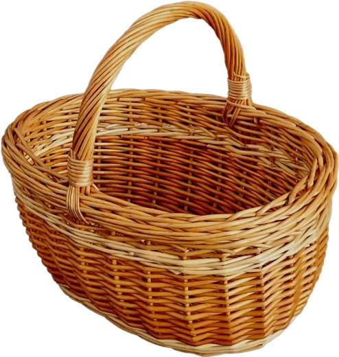 Klein fruitmandje van gelakt wilgentenen 32 × 28 × 25 cm