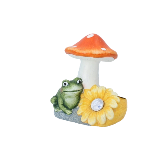 Figurine de jardin amanite avec fleur et lumière LED