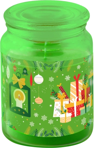 Green matte candle in a glass jar with a lid, 510 g