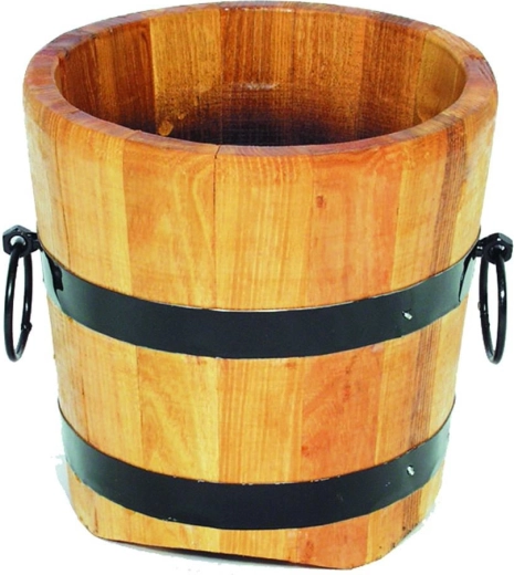 Jardinière en bois avec cerclages métalliques 25 × 35 cm