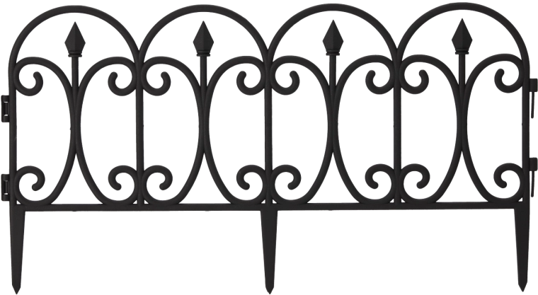 Set of Black Garden Fences 60 × 33 cm, 4 pcs
