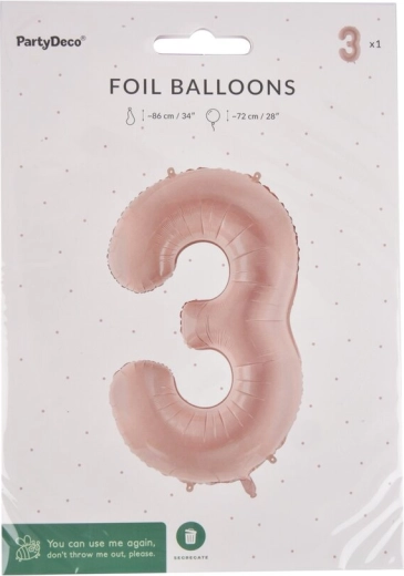 Ballon en aluminium chiffre 3 beige 72 cm