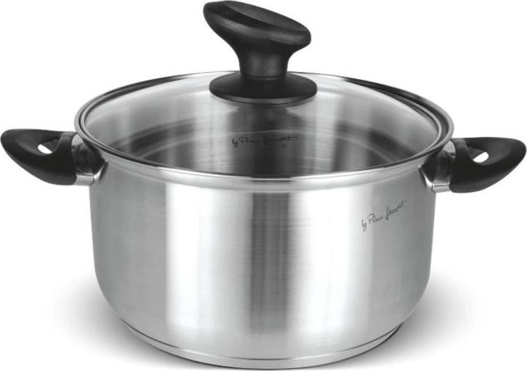 Casserole en acier inoxydable Lamart Pure avec couvercle en verre 18 cm