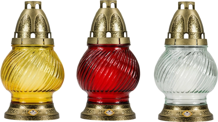 Cemetery glass lamp 20 cm, paraffin, color mix