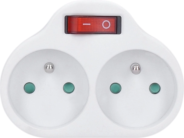 Solight stekkerdoos met schakelaar, 2 stopcontacten, wit