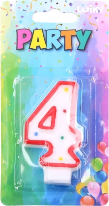Feestkaars nummer 4 rood