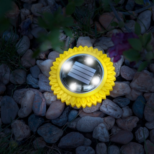 Solar LED-priklamp in de vorm van een zonnebloem, geel