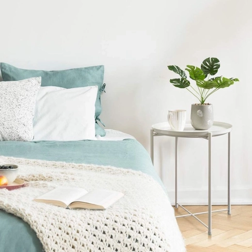 Table ronde en métal style loft - blanc