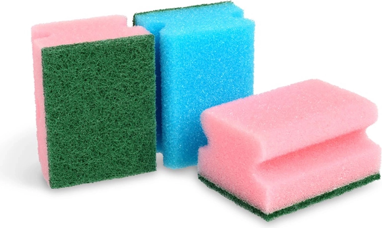 Shaped Dishwashing Sponge 9.5 × 7 × 4.5 cm, assorted colors, 3 pcs