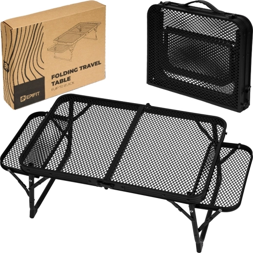 Table de camping pliante basse Flip 70 noire
