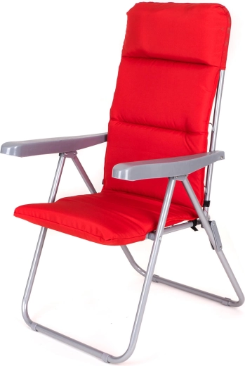 Chaise de jardin réglable LOARA avec rembourrage, rouge