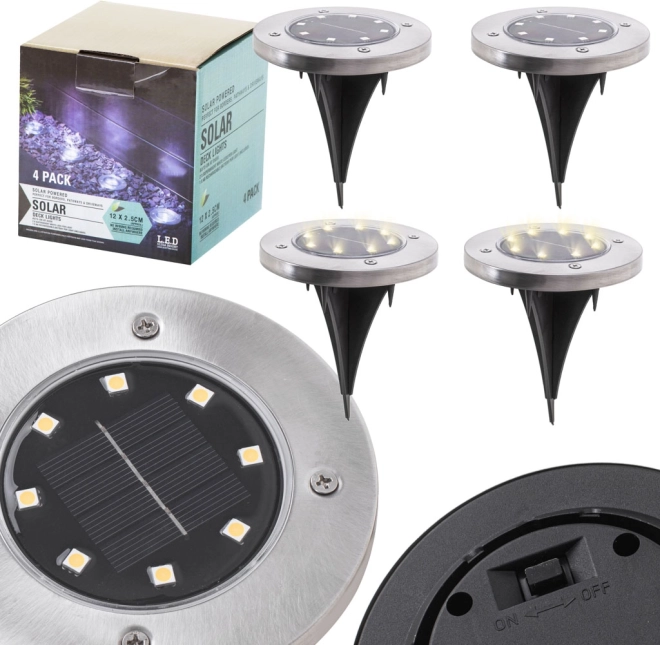 Éclairage solaire de jardin 8 LED, lot de 4 - blanc froid