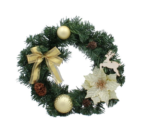 Gouden kerstkrans 30 cm